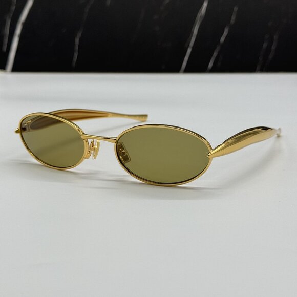 NEW BOTTEGA VENETA SUNGLASSES GOLD WOMEN OVAL EYEWEAR BOTTEGA VENETA BV1386S 006 main image 8